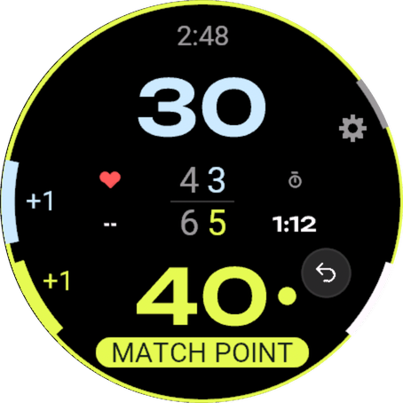 Garmin watch at match point