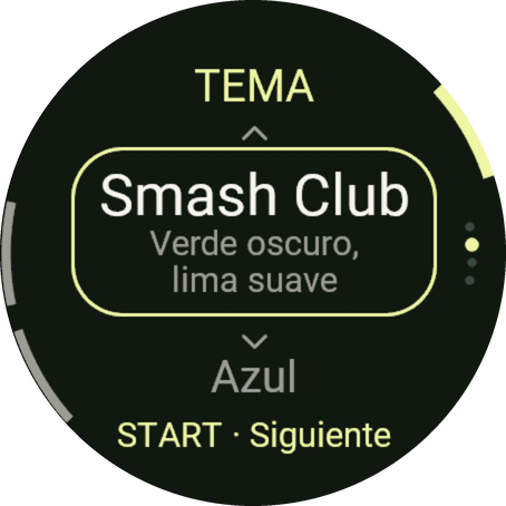 Reloj Garmin eligiendo tema, Smash Club seleccionado